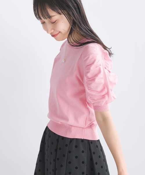 PICCIN（ピッチン）の「袖ギャザー五分袖ニットトップス（ニット/セーター・レディース・ブラック/ブルー/ピンク/オフホワイト・M）」の20枚目の写真