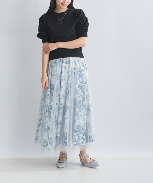 PICCIN（ピッチン）の「袖ギャザー五分袖ニットトップス（ニット/セーター・レディース・ブラック/ブルー/ピンク/オフホワイト・M）」の22枚目の写真