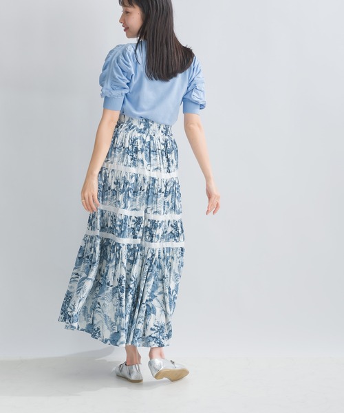 PICCIN（ピッチン）の「袖ギャザー五分袖ニットトップス（ニット/セーター・レディース・ブラック/ブルー/ピンク/オフホワイト・M）」の6枚目の写真