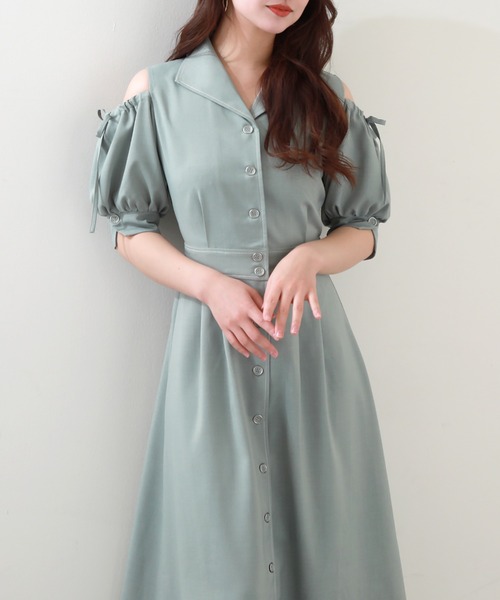 Cheek（チーク）の「肩あきシャツワンピース（シャツワンピース・レディース・チャコールグレー/ミント/ブルー・MEDIUM）」の18枚目の写真