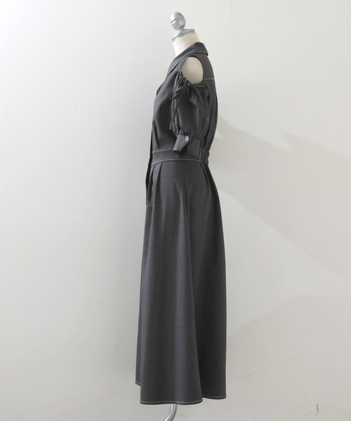 Cheek（チーク）の「肩あきシャツワンピース（シャツワンピース・レディース・チャコールグレー/ミント/ブルー・MEDIUM）」の4枚目の写真