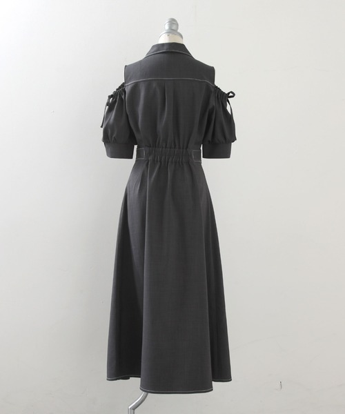 Cheek（チーク）の「肩あきシャツワンピース（シャツワンピース・レディース・チャコールグレー/ミント/ブルー・MEDIUM）」の5枚目の写真