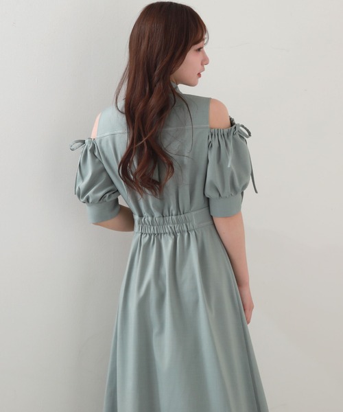 Cheek（チーク）の「肩あきシャツワンピース（シャツワンピース・レディース・チャコールグレー/ミント/ブルー・MEDIUM）」の20枚目の写真