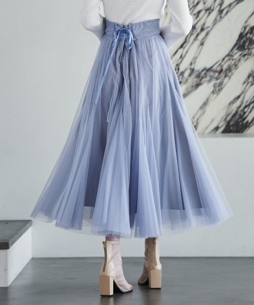 アンドクチュール　チュールフレアスカート AND COUTURE（アンドクチュール）の「サイドリブチュールフレア