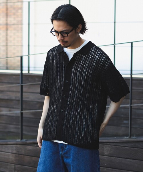 B:MING by BEAMS(ビーミングバイビームス)の「B:MING by BEAMS / メッシュニット シャツ(シャツ/ブラウス・メンズ・レッド系その他7/ブラック・MEDIUM/SMALL/X-LARGE/LARGE)」の1枚目の写真