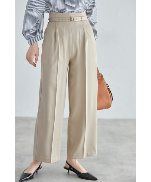 &. NOSTALGIA（アンドドットノスタルジア）の「ベルト付きタックストレートパンツ（その他パンツ・レディース・ベージュ/ライム/ピンク/アイボリー/ブラック/グレー/ブルー・S/M）」の5枚目の写真