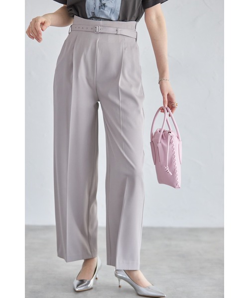 &. NOSTALGIA（アンドドットノスタルジア）の「ベルト付きタックストレートパンツ（その他パンツ・レディース・ベージュ/ライム/ピンク/アイボリー/ブラック/グレー/ブルー・S/M）」の4枚目の写真