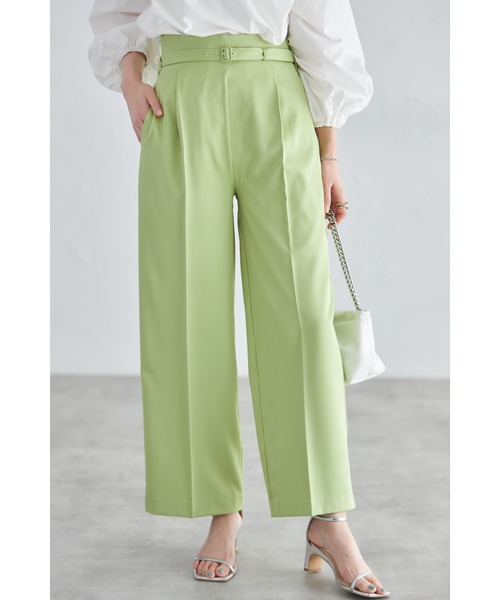 &. NOSTALGIA（アンドドットノスタルジア）の「ベルト付きタックストレートパンツ（その他パンツ・レディース・ベージュ/ライム/ピンク/アイボリー/ブラック/グレー/ブルー・S/M）」の6枚目の写真