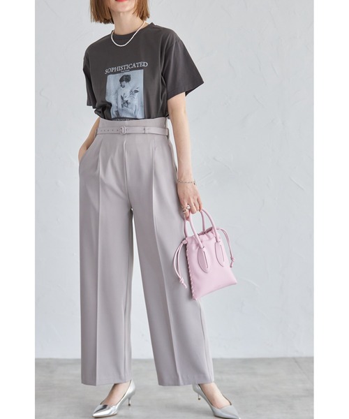 &. NOSTALGIA（アンドドットノスタルジア）の「ベルト付きタックストレートパンツ（その他パンツ・レディース・ベージュ/ライム/ピンク/アイボリー/ブラック/グレー/ブルー・S/M）」の10枚目の写真