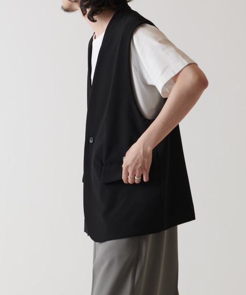 Lui's(ルイス)の「ノーカラージレ(ノーカラージャケット・メンズ・ライトグレー/ブラック・S/M)」の4枚目の写真