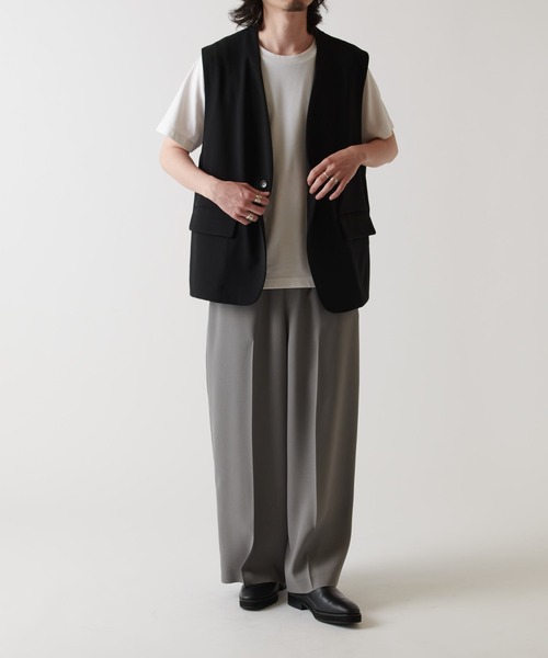 Lui's(ルイス)の「ノーカラージレ(ノーカラージャケット・メンズ・ライトグレー/ブラック・S/M)」の7枚目の写真