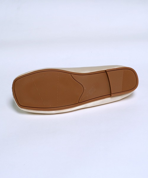 セール】ゴムストラップ リボン バレエシューズ ベルト付き スクエア