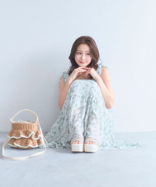 MAJESTIC LEGON（マジェスティックレゴン）の「ギャザーリボンキャミワンピ（ワンピース・レディース・グリーン系その他/ホワイト系その他2/ブラック系その他/アイボリー/グリーン・MEDIUM/X-SMALL/SMALL）」の5枚目の写真