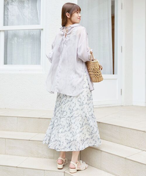 MAJESTIC LEGON（マジェスティックレゴン）の「ギャザーリボンキャミワンピ（ワンピース・レディース・グリーン系その他/ホワイト系その他2/ブラック系その他/アイボリー/グリーン・MEDIUM/X-SMALL/SMALL）」の12枚目の写真