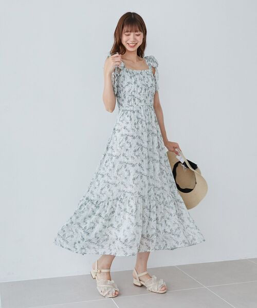 MAJESTIC LEGON（マジェスティックレゴン）の「ギャザーリボンキャミワンピ（ワンピース・レディース・グリーン系その他/ホワイト系その他2/ブラック系その他/アイボリー/グリーン・MEDIUM/X-SMALL/SMALL）」の21枚目の写真