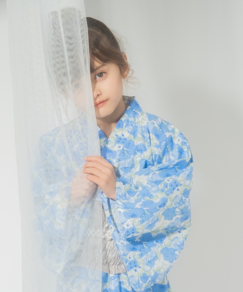 着付け簡単3点セット】2WAY水彩フラワープリント浴衣（浴衣
