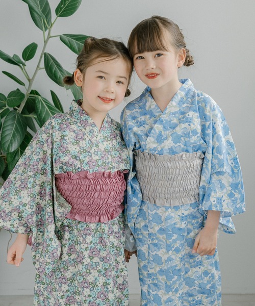 着付け簡単3点セット】2WAY水彩フラワープリント浴衣（浴衣
