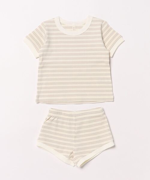 【セール】◆Quincy Mae◆RIBBED SHORTIE SET | SILVER STRIPE（その他ベビー用品）｜IO（イオ）（イオ）