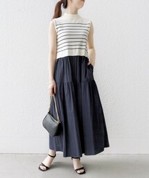 SHIPS any | SHIPS any: ボーダー × タフタ ドッキング ワンピース(ワンピース)