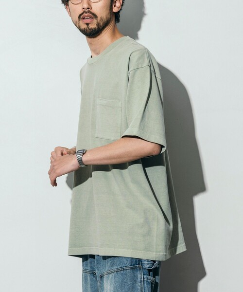 FREAK'S STORE（フリークスストア）の「FREAK’S STORE/フリークスストア ヘビーウェイト NO-SIDE SEAM クルーネック ピグメント ポケットTシャツ/丸胴/10.5オンス/USA COTTON（Tシャツ/カットソー・メンズ・チャコール/ミント/オフホワイト・SMALL/MEDIUM/LARGE）」の19枚目の写真
