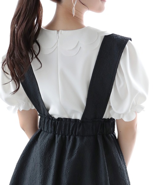 O.S.K（オーエスケー）の「[O.S.K] スカラップブラウス（シャツ/ブラウス・レディース・ブラック/ホワイト・L/M）」の5枚目の写真