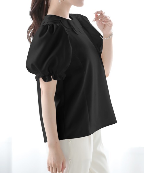 O.S.K（オーエスケー）の「[O.S.K] スカラップブラウス（シャツ/ブラウス・レディース・ブラック/ホワイト・L/M）」の8枚目の写真