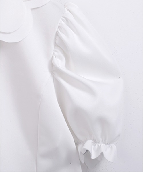 O.S.K（オーエスケー）の「[O.S.K] スカラップブラウス（シャツ/ブラウス・レディース・ブラック/ホワイト・L/M）」の12枚目の写真