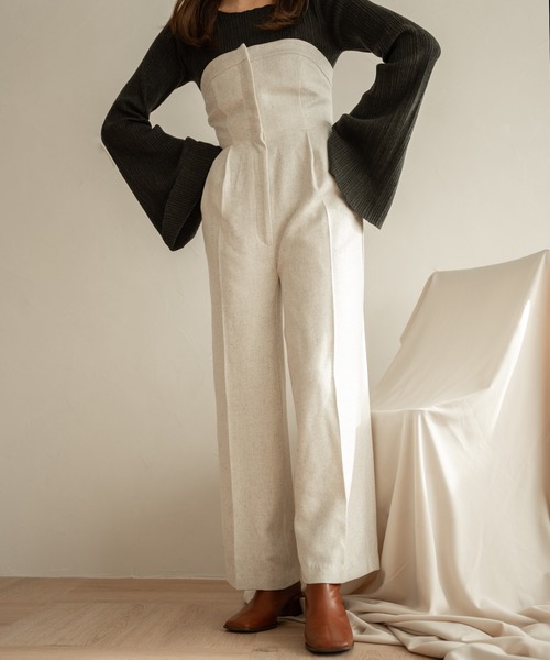 mideal（マイディール）の「tweed bare combinaison / ツイードベアコンビネゾン（サロペット/オーバーオール・レディース・アイボリー/グレー・SMALL/MEDIUM）」の7枚目の写真