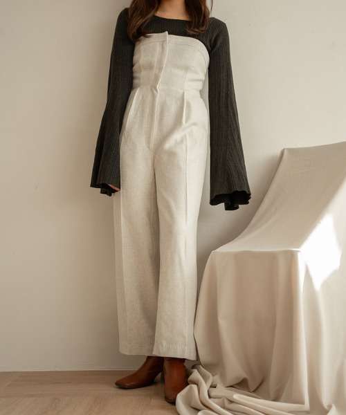 mideal（マイディール）の「tweed bare combinaison / ツイードベアコンビネゾン（サロペット/オーバーオール・レディース・アイボリー/グレー・SMALL/MEDIUM）」の8枚目の写真