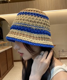 クロシェ編みボーダーハット