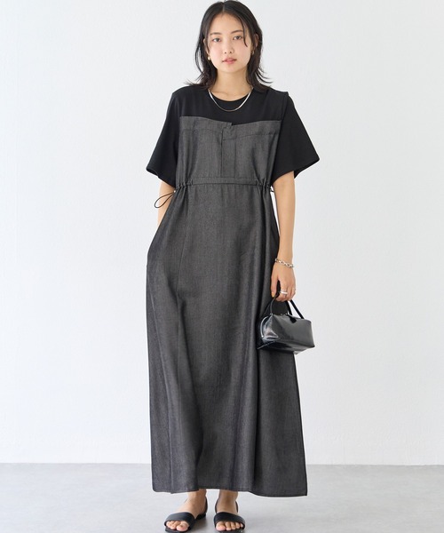 LAVEANGE(ラビアンジェ)の「デニムライクビスチェ風ワンピース(ワンピース・レディース・ネイビー/ブラック・5L/4L/3L/LL/M)」の3枚目の写真