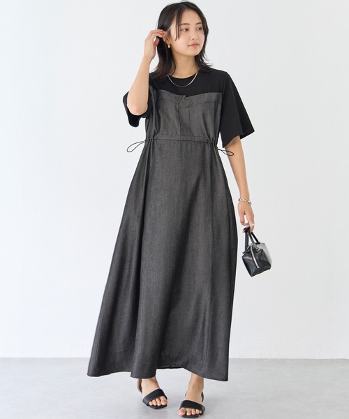 LAVEANGE(ラビアンジェ)の「デニムライクビスチェ風ワンピース(ワンピース・レディース・ネイビー/ブラック・5L/4L/3L/LL/M)」の5枚目の写真