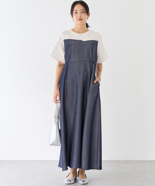 LAVEANGE(ラビアンジェ)の「デニムライクビスチェ風ワンピース(ワンピース・レディース・ネイビー/ブラック・5L/4L/3L/LL/M)」の10枚目の写真