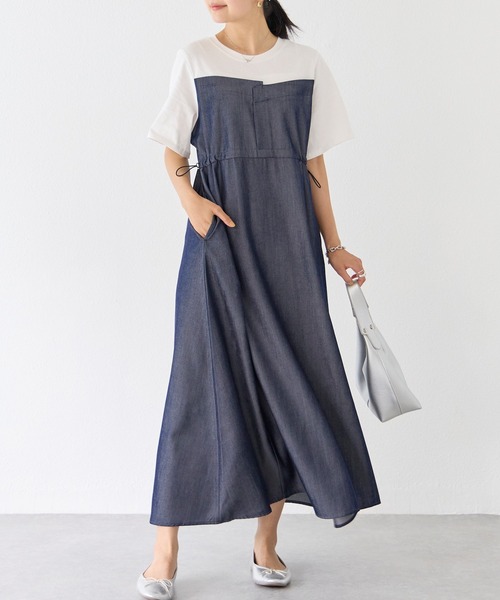 LAVEANGE(ラビアンジェ)の「デニムライクビスチェ風ワンピース(ワンピース・レディース・ネイビー/ブラック・5L/4L/3L/LL/M)」の11枚目の写真