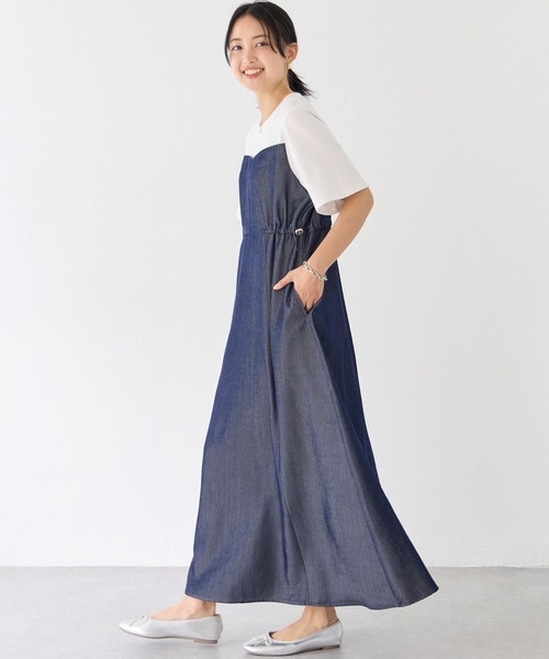 LAVEANGE(ラビアンジェ)の「デニムライクビスチェ風ワンピース(ワンピース・レディース・ネイビー/ブラック・5L/4L/3L/LL/M)」の12枚目の写真