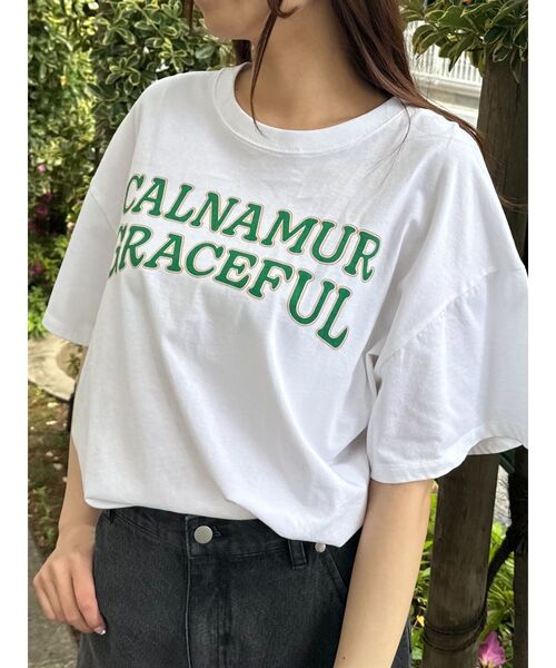 CALNAMUR(カルナムール)の「ヴィンテージスタイルビッグTシャツ(Tシャツ/カットソー・レディース・ホワイト/ライトブルー/ブラック・FREE)」の1枚目の写真