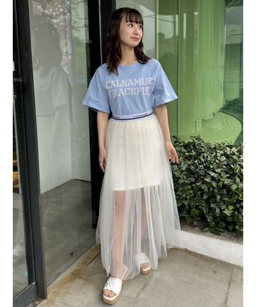 CALNAMUR(カルナムール)の「ヴィンテージスタイルビッグTシャツ(Tシャツ/カットソー・レディース・ホワイト/ライトブルー/ブラック・FREE)」の15枚目の写真