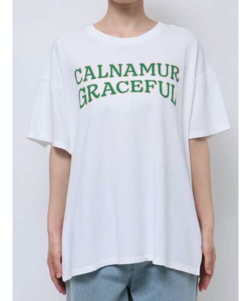 CALNAMUR(カルナムール)の「ヴィンテージスタイルビッグTシャツ(Tシャツ/カットソー・レディース・ホワイト/ライトブルー/ブラック・FREE)」の9枚目の写真