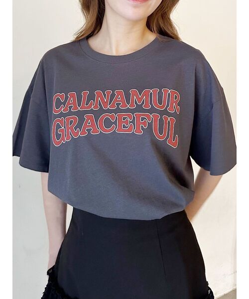CALNAMUR(カルナムール)の「ヴィンテージスタイルビッグTシャツ(Tシャツ/カットソー・レディース・ホワイト/ライトブルー/ブラック・FREE)」の2枚目の写真