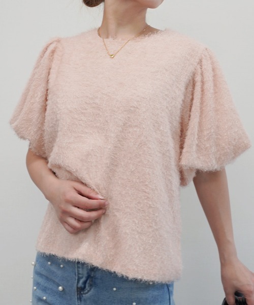 Rashik(ラシク)の「パフスリーブシャギートップス(Tシャツ/カットソー・レディース・アイボリー/ピンク/ブラック・FREE)」の8枚目の写真
