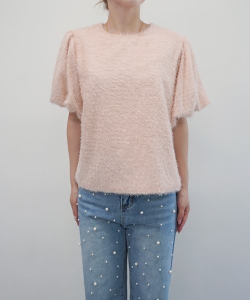 Rashik(ラシク)の「パフスリーブシャギートップス(Tシャツ/カットソー・レディース・アイボリー/ピンク/ブラック・FREE)」の14枚目の写真