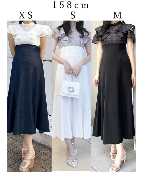 MERCURYDUO（マーキュリーデュオ）の「シアーチェックラッフルドッキングワンピース（ワンピース・レディース・ブラック/オフホワイト/ラベンダー・SMALL/MEDIUM）」の5枚目の写真