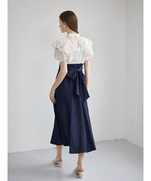 MERCURYDUO（マーキュリーデュオ）の「シアーチェックラッフルドッキングワンピース（ワンピース・レディース・ブラック/オフホワイト/ラベンダー・SMALL/MEDIUM）」の9枚目の写真