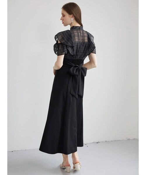 MERCURYDUO（マーキュリーデュオ）の「シアーチェックラッフルドッキングワンピース（ワンピース・レディース・ブラック/オフホワイト/ラベンダー・SMALL/MEDIUM）」の14枚目の写真