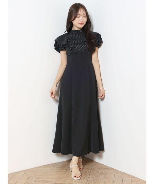 MERCURYDUO（マーキュリーデュオ）の「シアーチェックラッフルドッキングワンピース（ワンピース・レディース・ブラック/オフホワイト/ラベンダー・SMALL/MEDIUM）」の15枚目の写真