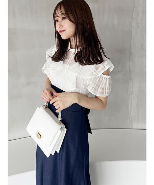 MERCURYDUO（マーキュリーデュオ）の「シアーチェックラッフルドッキングワンピース（ワンピース・レディース・ブラック/オフホワイト/ラベンダー・SMALL/MEDIUM）」の19枚目の写真