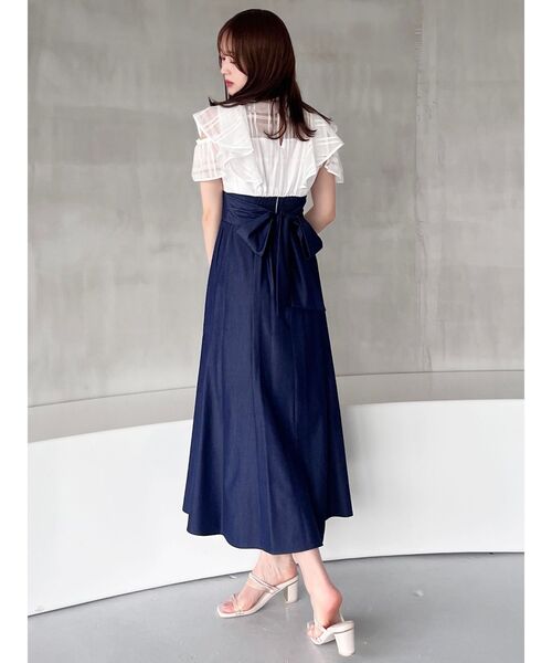 MERCURYDUO（マーキュリーデュオ）の「シアーチェックラッフルドッキングワンピース（ワンピース・レディース・ブラック/オフホワイト/ラベンダー・SMALL/MEDIUM）」の20枚目の写真