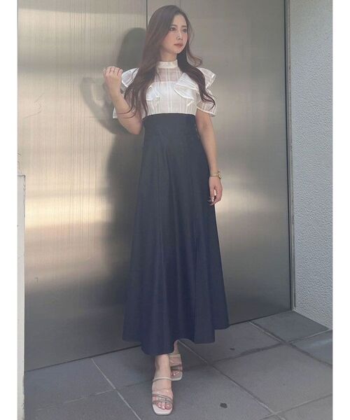 MERCURYDUO（マーキュリーデュオ）の「シアーチェックラッフルドッキングワンピース（ワンピース・レディース・ブラック/オフホワイト/ラベンダー・SMALL/MEDIUM）」の21枚目の写真