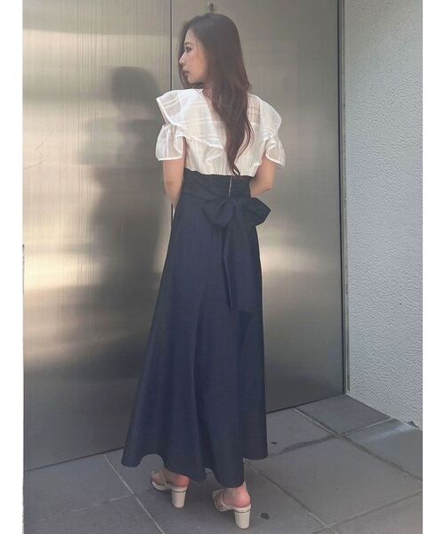 MERCURYDUO（マーキュリーデュオ）の「シアーチェックラッフルドッキングワンピース（ワンピース・レディース・ブラック/オフホワイト/ラベンダー・SMALL/MEDIUM）」の22枚目の写真