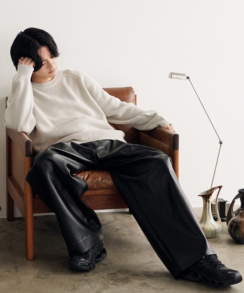 WYM LIDNM（ウィム バイ リドム）の「STANDARD AZE MELANGE KNIT（ニット/セーター・メンズ・ホワイト系/アッシュブラウン/チャコール/キャメル/レッド/グレー系/ダークブラウン・S/M/L）」の8枚目の写真